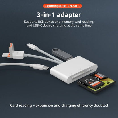 NK - 1011TL Pro USB - C / Type - C, 8 Pin, USB to USB - C / Type - C, USB, CF, TF, SD Card Slot Card Reader Adapter, NK - 1011TL Pro - ORIWHIZ
