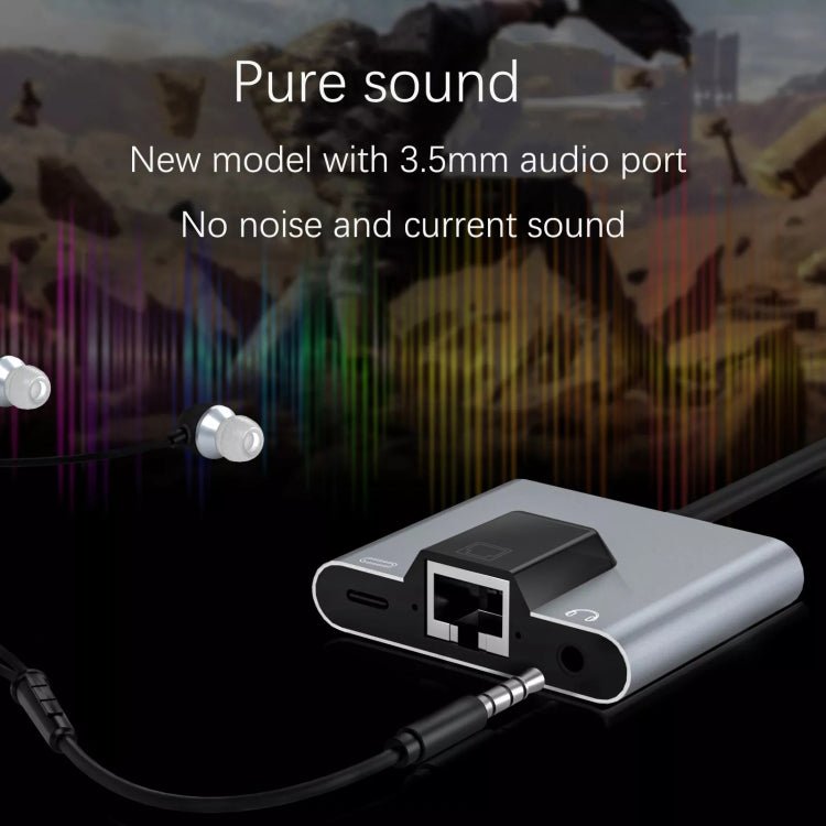 NK - 1056TC 3 in 1 USB - C / Type - C Male to USB - C / Type - C Charging + Ethernet + 3.5mm Earphone Female Adapter, NK - 1056TC - ORIWHIZ
