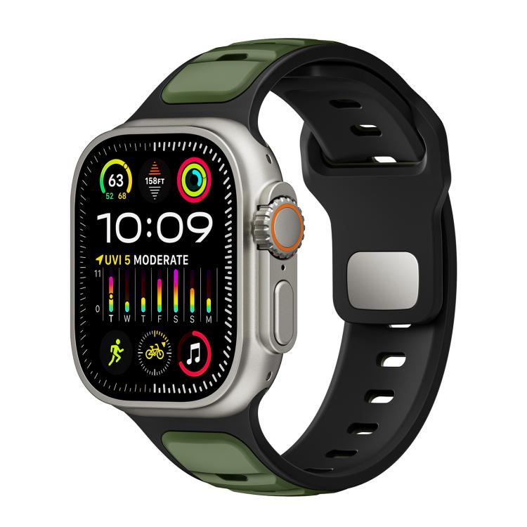 Norman Buckle Two - color Silicone Watch Band, For Apple Watch 46mm / 49mm / 45mm / 44mm, For Apple Watch 42mm / 41mm / 40mm / 38mm - ORIWHIZ