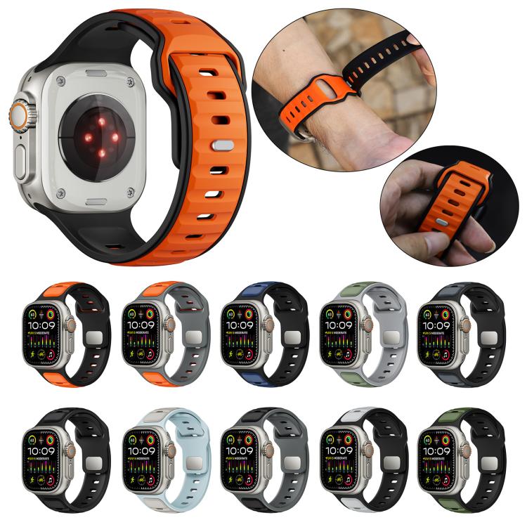 Norman Buckle Two - color Silicone Watch Band, For Apple Watch 46mm / 49mm / 45mm / 44mm, For Apple Watch 42mm / 41mm / 40mm / 38mm - ORIWHIZ