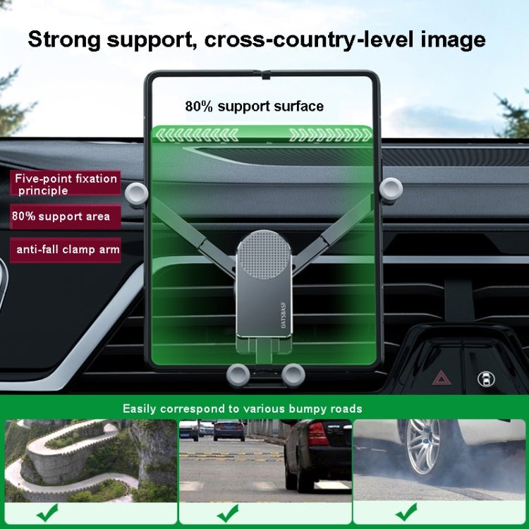 Oatsbasf Car Gravity Metal Bracket Scalable and Stable Mobile Phone Bracket Folding Screen Mobile Phone Exclusive Car Bracket, Folding Screen Outlet Black, Folding Screen Outlet Silver, Folding Screen Paste Black - ORIWHIZ