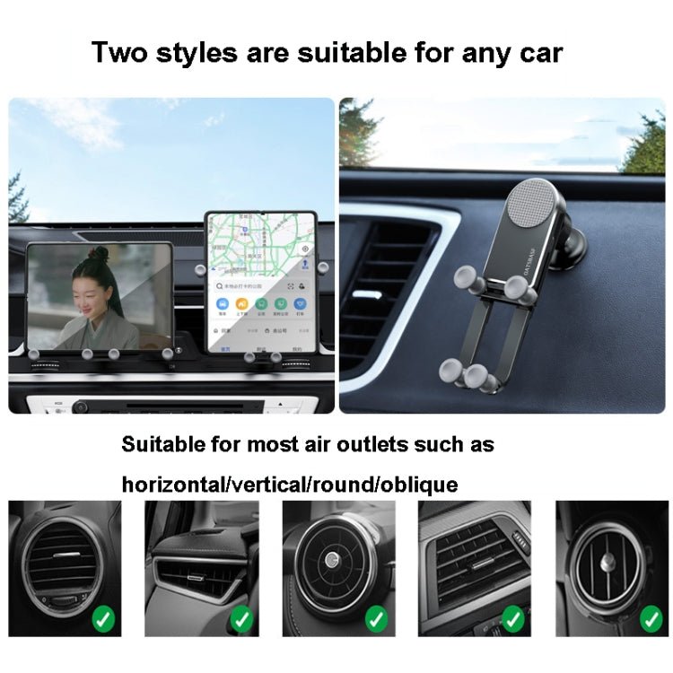Oatsbasf Car Gravity Metal Bracket Scalable and Stable Mobile Phone Bracket Folding Screen Mobile Phone Exclusive Car Bracket, Folding Screen Outlet Black, Folding Screen Outlet Silver, Folding Screen Paste Black - ORIWHIZ