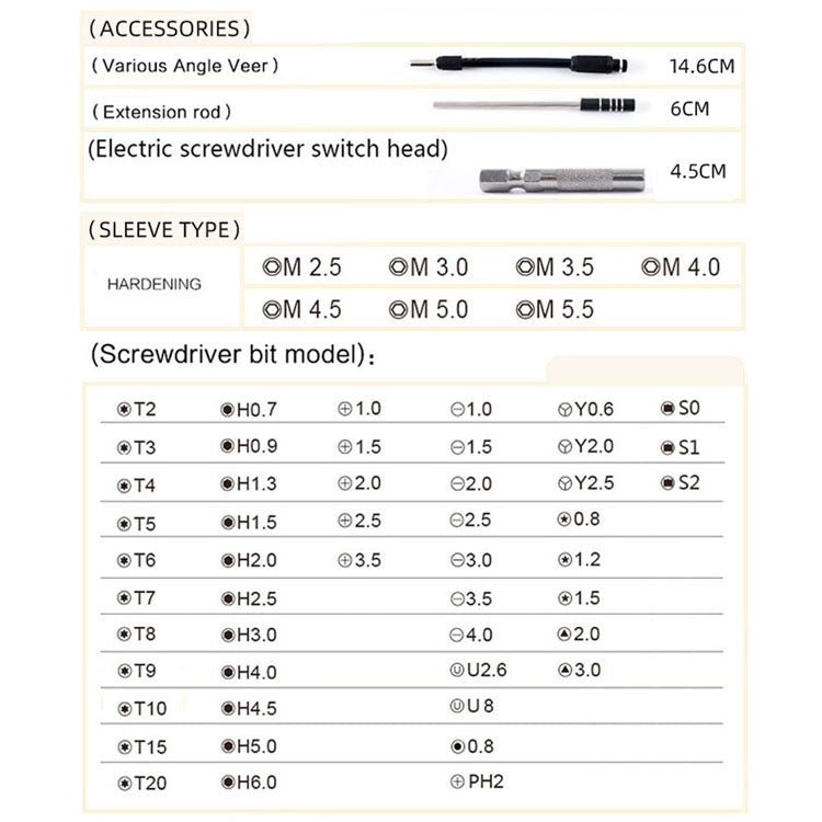 Obadun 9800 58 in 1 Screwdriver Set Manual CRV Batch Mobile Phone Disassembly Glasses Repair Tool, Obadun 9800(Yellow), Obadun 9800(Orange) - ORIWHIZ