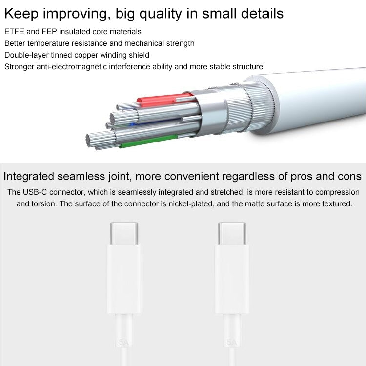 Original Huawei CP43 5A USB - C / Type - C to USB - C / Type - C Fast Charging Data Cable, Cable Length: 1m - ORIWHIZ