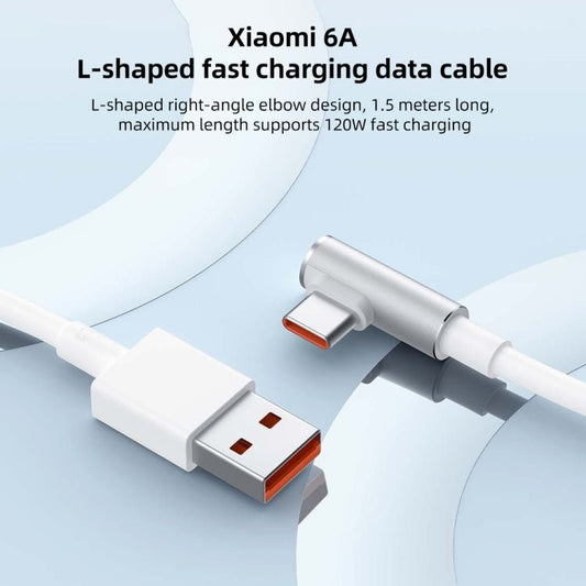 Original Xiaomi 6A USB to USB - C / Type - C 90 Degree Elbow Fast Charging Data Cable, Length: 1.5m, 6A, Length: 1.5m - ORIWHIZ