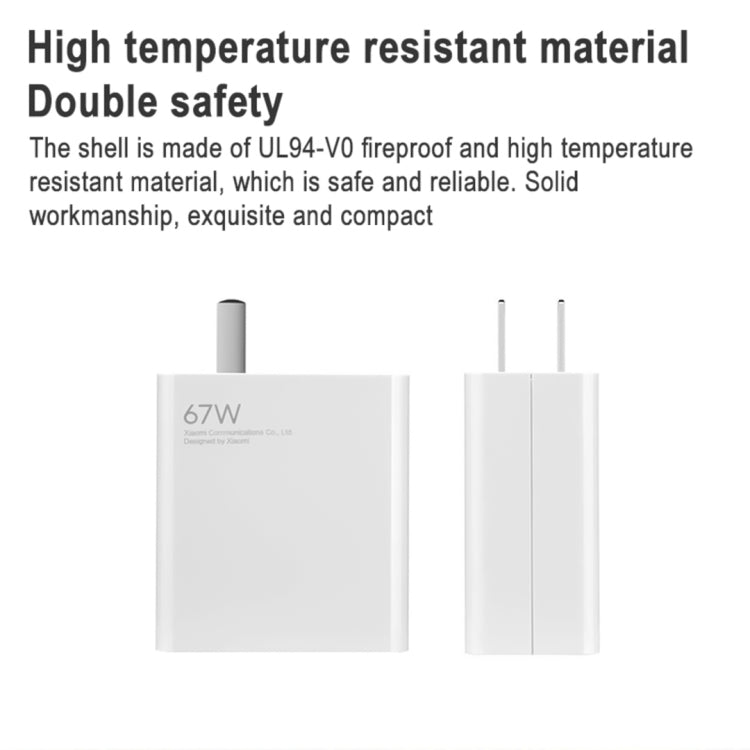 Original Xiaomi MDY - 12 - ES 67W USB Port Quick Charging Wall Charger + Type - C Cable, US Plug, MDY - 12 - ES - ORIWHIZ