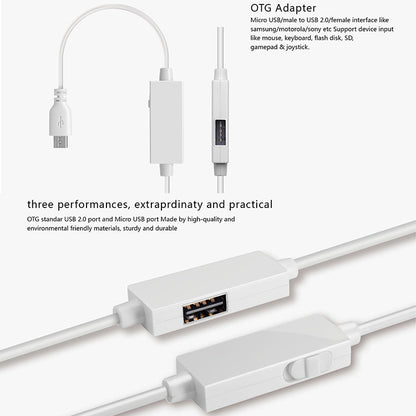 OTG - Y - 03 USB 2.0 Male to Micro USB Male + USB Female OTG Charging Data Cable for Android Phones / Tablets with OTG Function, with Switch, Length: 1.1m, with Switch Length: 1.1m - ORIWHIZ