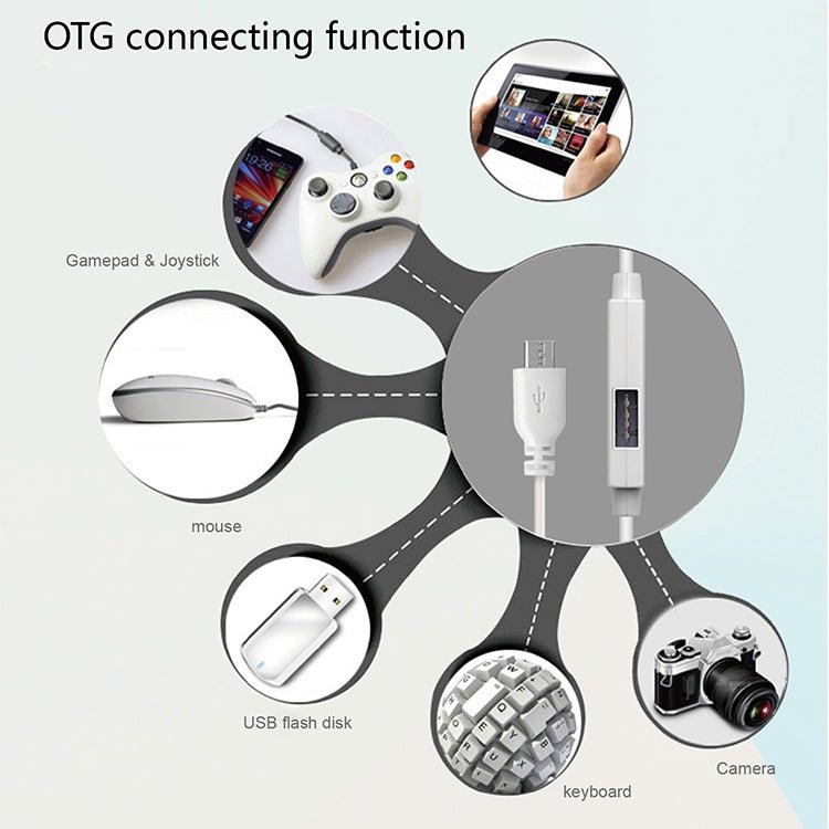 OTG - Y - 03 USB 2.0 Male to Micro USB Male + USB Female OTG Charging Data Cable for Android Phones / Tablets with OTG Function, with Switch, Length: 1.1m, with Switch Length: 1.1m - ORIWHIZ