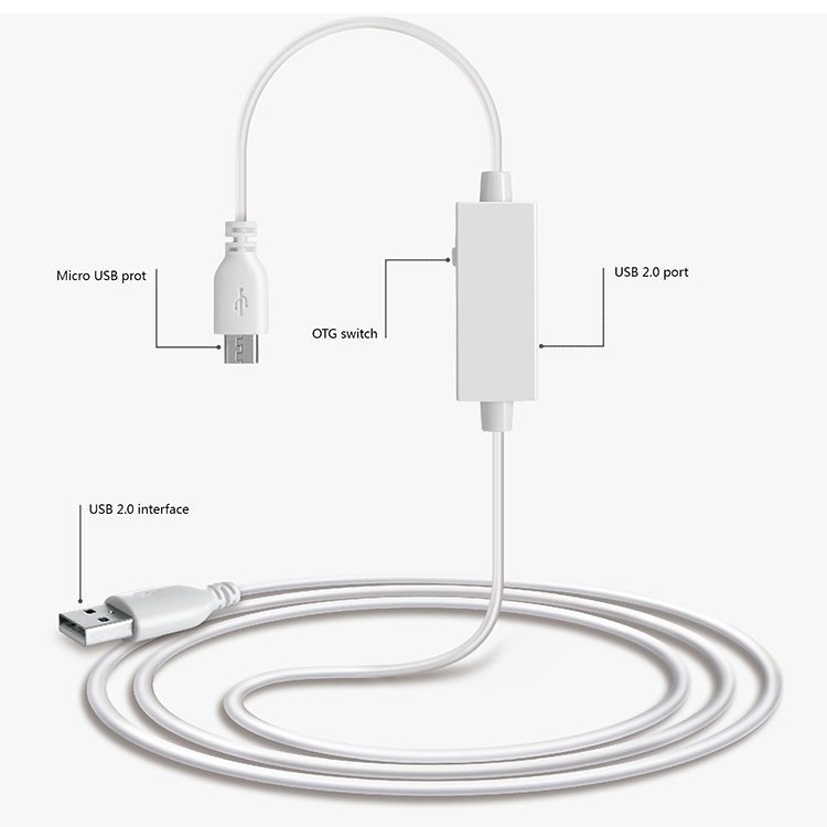 OTG - Y - 03 USB 2.0 Male to Micro USB Male + USB Female OTG Charging Data Cable for Android Phones / Tablets with OTG Function, with Switch, Length: 1.1m, with Switch Length: 1.1m - ORIWHIZ