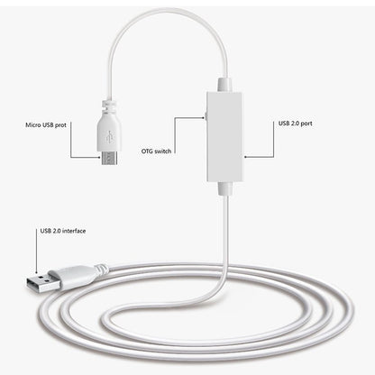 OTG - Y - 03 USB 2.0 Male to Micro USB Male + USB Female OTG Charging Data Cable for Android Phones / Tablets with OTG Function, with Switch, Length: 1.1m, with Switch Length: 1.1m - ORIWHIZ