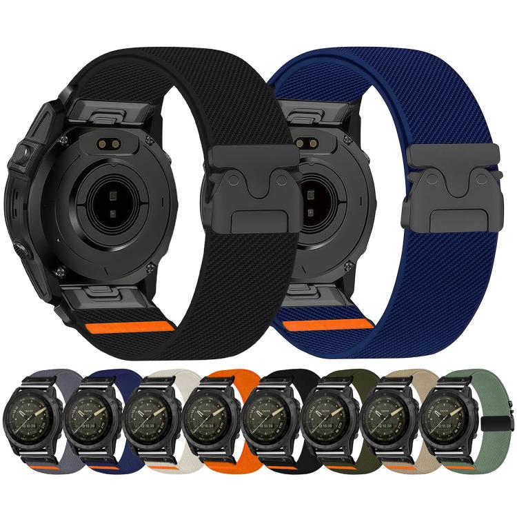 Parachute Buckle Diagonal Weave Stretch Nylon Watch Band, For Gamin 26mm, For Gamin 22mm, For Gamin 20mm - ORIWHIZGarmin WatchSmart WearWatch Bands