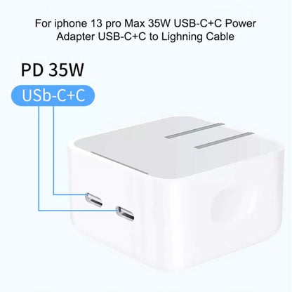 PD 35W Dual USB - C / Type - C Ports Charger with Type - C to Type - C Data Cable, US Plug, US Plug + 1m Dual Type - C Cable, US Plug + 2m Dual Type - C Cable - ORIWHIZ