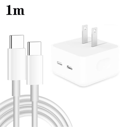 PD 35W Dual USB - C / Type - C Ports Charger with Type - C to Type - C Data Cable, US Plug, US Plug + 1m Dual Type - C Cable, US Plug + 2m Dual Type - C Cable - ORIWHIZ