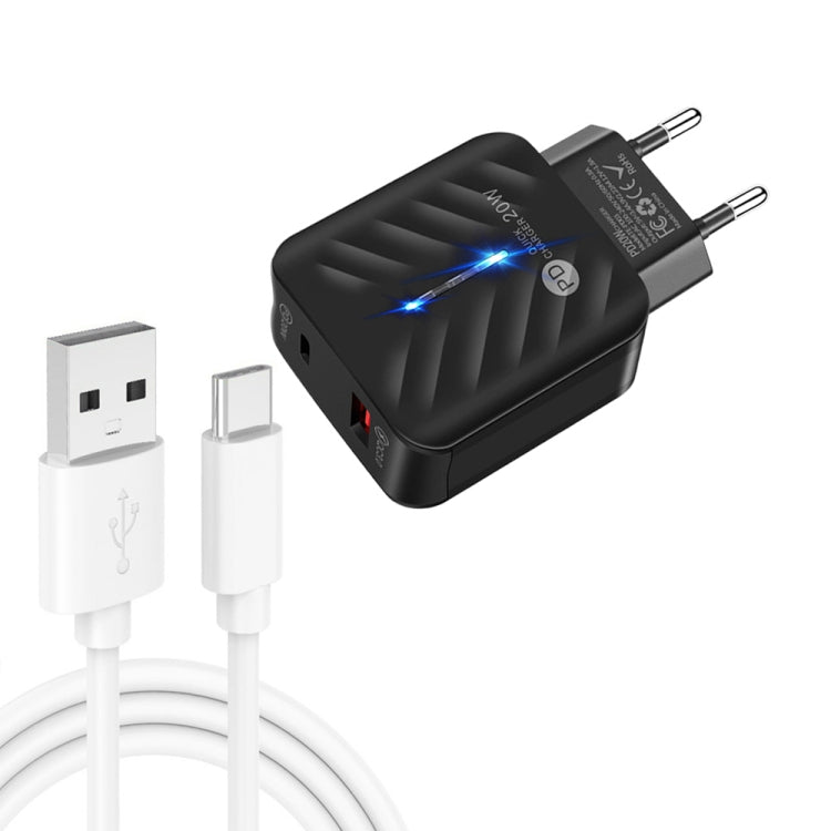 PD03 20W PD3.0 + QC3.0 USB Charger with USB to Type - C Data Cable, EU Plug, EU Plug, EU Plug + USB to Type - C Cable - ORIWHIZ