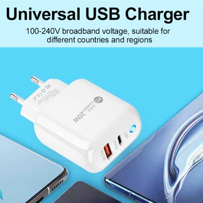 PD04 Type - C + USB Mobile Phone Charger with Type - C to Type - C Cable, EU Plug, EU Plug + Type - C to Type - C Cable - ORIWHIZ