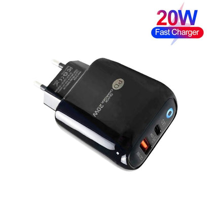 PD04 Type - C + USB Mobile Phone Charger with Type - C to Type - C Cable, EU Plug, EU Plug + Type - C to Type - C Cable - ORIWHIZ