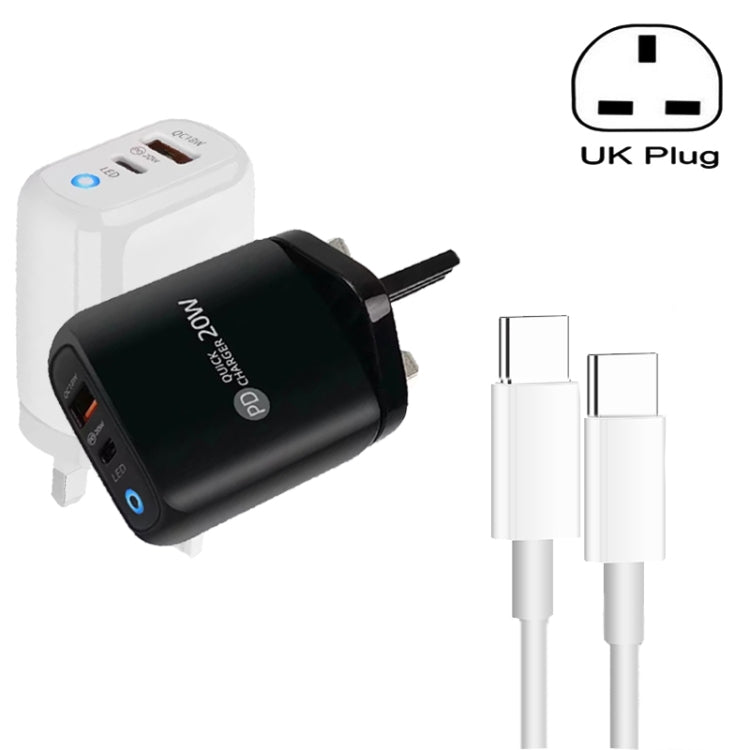 PD04 Type - C + USB Mobile Phone Charger with Type - C to Type - C Cable, UK Plug, UK Plug + Type - C to Type - C Cable - ORIWHIZ