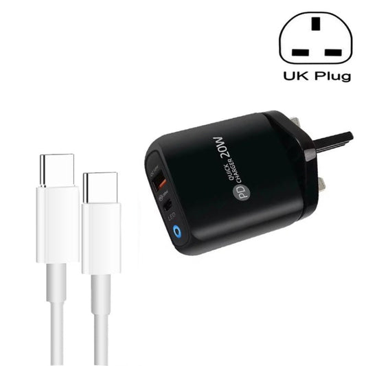 PD04 Type - C + USB Mobile Phone Charger with Type - C to Type - C Cable, UK Plug, UK Plug + Type - C to Type - C Cable - ORIWHIZ