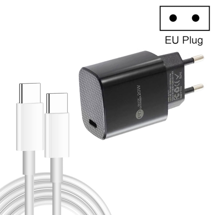 PD11 Single PD3.0 USB - C / Type - C 20W Fast Charger with 1m Type - C to Type - C Data Cable, EU Plug, EU Plug + Type - C to Type - C Cable - ORIWHIZ