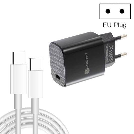PD11 Single PD3.0 USB - C / Type - C 20W Fast Charger with 1m Type - C to Type - C Data Cable, EU Plug, EU Plug + Type - C to Type - C Cable - ORIWHIZ