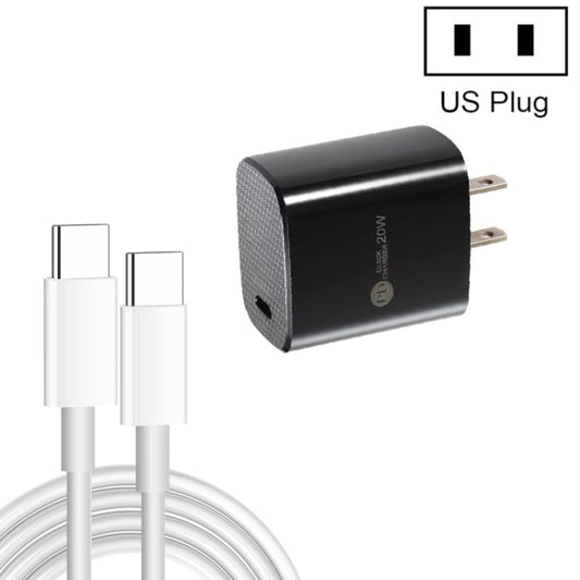 PD11 Single PD3.0 USB - C / Type - C 20W Fast Charger with 1m Type - C to Type - C Data Cable, US Plug, US Plug + Type - C to Type - C Cable - ORIWHIZ