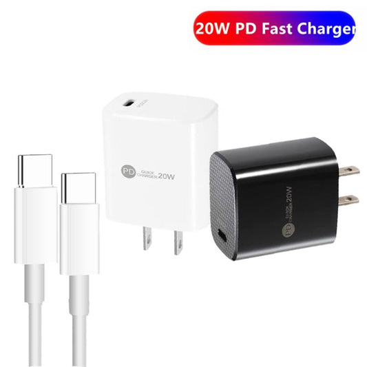 PD11 Single PD3.0 USB - C / Type - C 20W Fast Charger with 1m Type - C to Type - C Data Cable, US Plug, US Plug + Type - C to Type - C Cable - ORIWHIZ