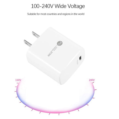 PD11 Single PD3.0 USB - C / Type - C 20W Fast Charger with 1m Type - C to Type - C Data Cable, US Plug, US Plug + Type - C to Type - C Cable - ORIWHIZ