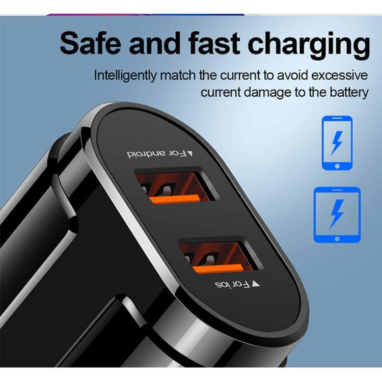 Portable Dual USB Mobile Phone Tablet Universal Charging Head Travel Charger, EU Plug, EU Plug - ORIWHIZ