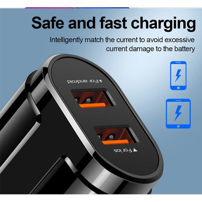 Portable Dual USB Mobile Phone Tablet Universal Charging Head Travel Charger, EU Plug, EU Plug - ORIWHIZ