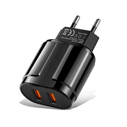Portable Dual USB Mobile Phone Tablet Universal Charging Head Travel Charger, EU Plug, EU Plug - ORIWHIZ