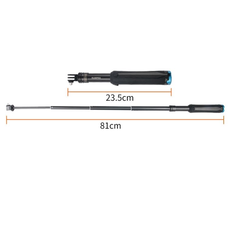 Portable Foldable Tripod Holder Selfie Monopod Stick for GoPro, Insta360, DJI and Other Action Cameras, Length: 23.5 - 81cm, RUIGPRO - ORIWHIZDJI & Insta360 AccessoriesExtendable PoleUniversal Grip Tripod