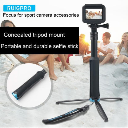 Portable Foldable Tripod Holder Selfie Monopod Stick for GoPro, Insta360, DJI and Other Action Cameras, Length: 23.5 - 81cm, RUIGPRO - ORIWHIZDJI & Insta360 AccessoriesExtendable PoleUniversal Grip Tripod