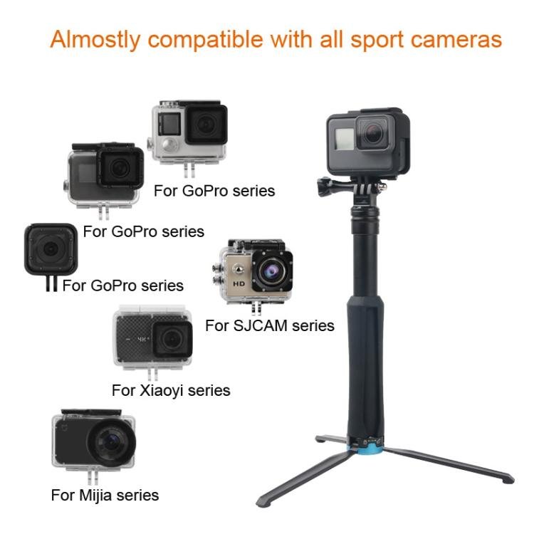 Portable Foldable Tripod Holder Selfie Monopod Stick for GoPro, Insta360, DJI and Other Action Cameras, Length: 23.5 - 81cm, RUIGPRO - ORIWHIZDJI & Insta360 AccessoriesExtendable PoleUniversal Grip Tripod
