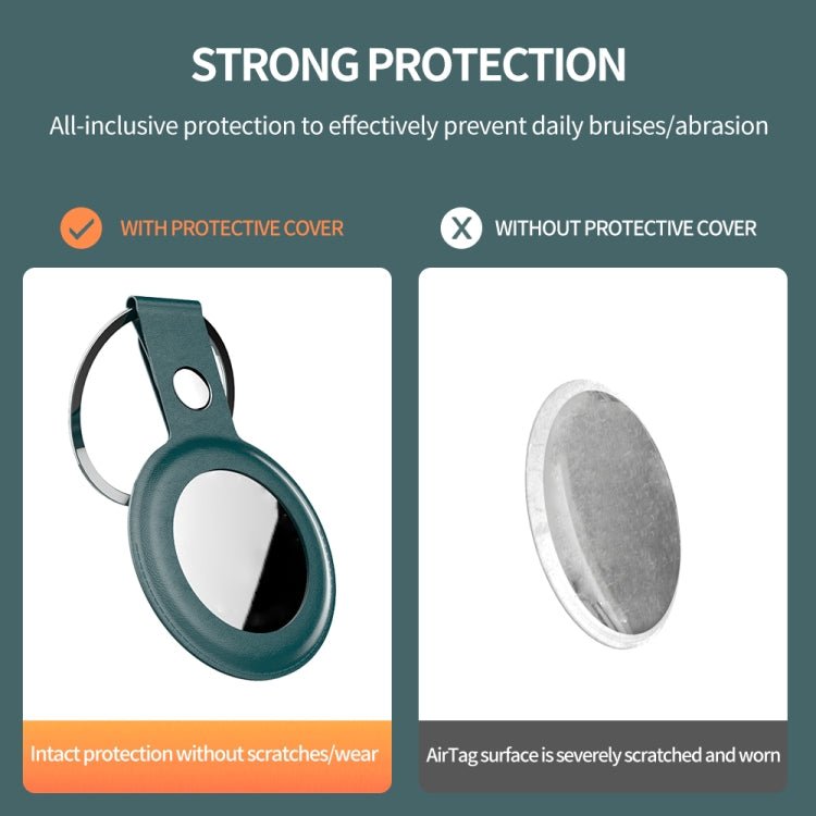 PU Leather Case Shockproof Anti - scratch Protective Cover with Keychain Ring Loop, For AirTag - ORIWHIZ