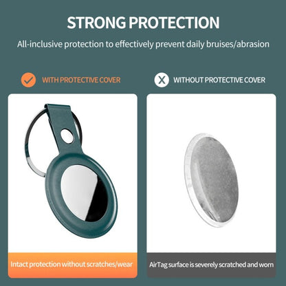 PU Leather Case Shockproof Anti - scratch Protective Cover with Keychain Ring Loop, For AirTag - ORIWHIZ
