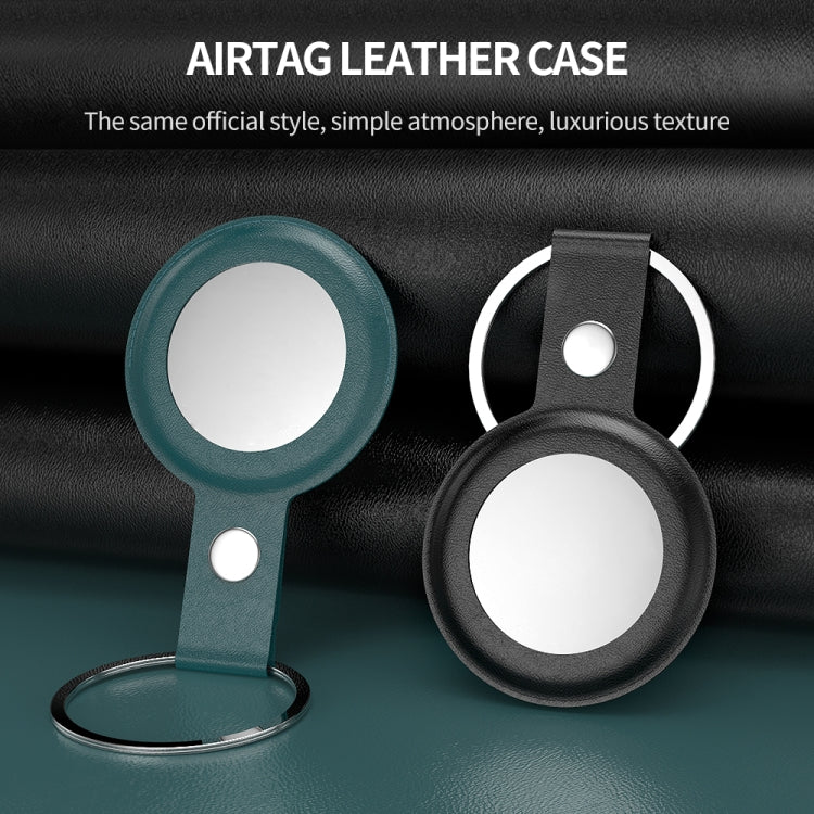 PU Leather Case Shockproof Anti - scratch Protective Cover with Keychain Ring Loop, For AirTag - ORIWHIZ
