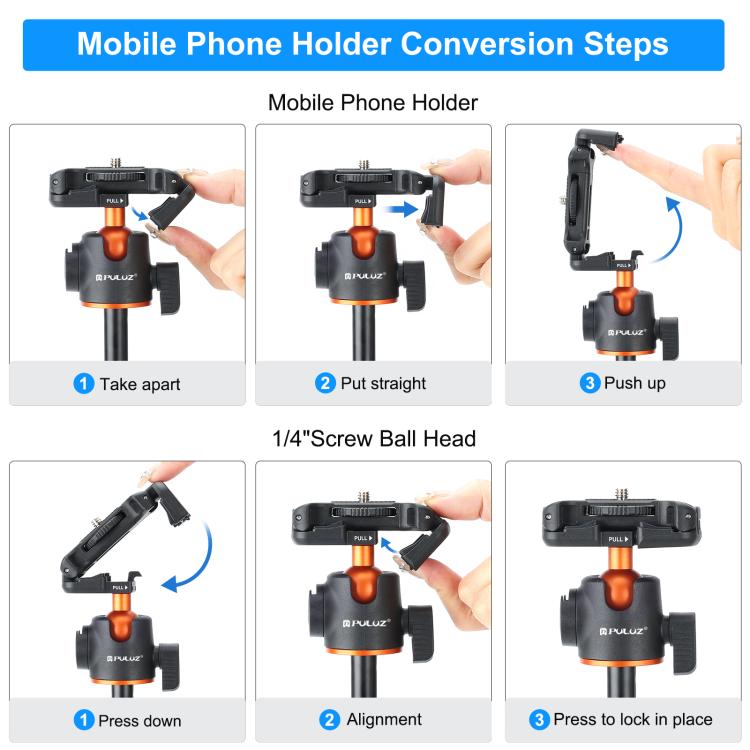 PULUZ 1.3m Phone Selfie Stick Tripod Vlog Live Streaming Holder with Phone Clip, 1.4m Phone Tripod - ORIWHIZDJI & Insta360 AccessoriesOther MountPULUZ