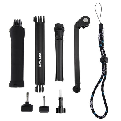 PULUZ 3 - Way Grip Foldable Tripod Selfie - stick Extension Monopod for GoPro, Insta360 ONE R, DJI Osmo Action and Other Action Cameras, Length: 20 - 58cm, Length: 20 - 58cm, Length: 20 - 58cm(AE) - ORIWHIZDJI & Insta360 AccessoriesExtendable PolePULUZ