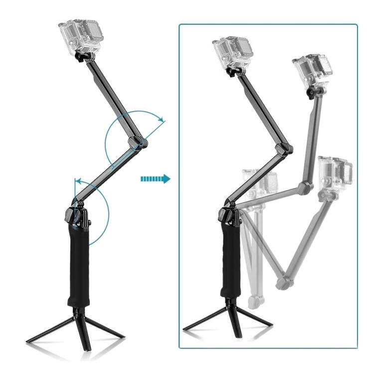 PULUZ 3 - Way Grip Foldable Tripod Selfie - stick Extension Monopod for GoPro, Insta360 ONE R, DJI Osmo Action and Other Action Cameras, Length: 20 - 58cm, Length: 20 - 58cm, Length: 20 - 58cm(AE) - ORIWHIZDJI & Insta360 AccessoriesExtendable PolePULUZ