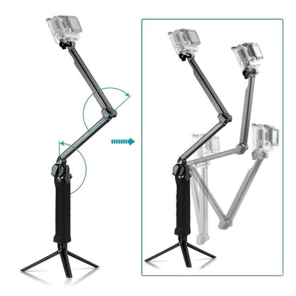 PULUZ 3 - Way Grip Foldable Tripod Selfie - stick Extension Monopod for GoPro, Insta360 ONE R, DJI Osmo Action and Other Action Cameras, Length: 20 - 58cm, Length: 20 - 58cm, Length: 20 - 58cm(AE) - ORIWHIZDJI & Insta360 AccessoriesExtendable PolePULUZ