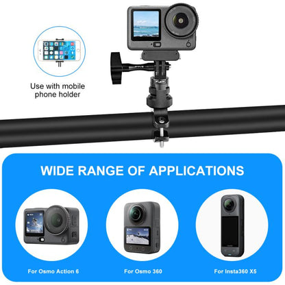 PULUZ 360 Degree Rotation MotorBike Aluminum Mount Handlebar Adapter with Screw for GoPro, Insta360, DJI and Other Action Cameras, Handlebar Adapter Mount 3 - ORIWHIZBicycle Handlebar MountDJI & Insta360 AccessoriesPULUZ