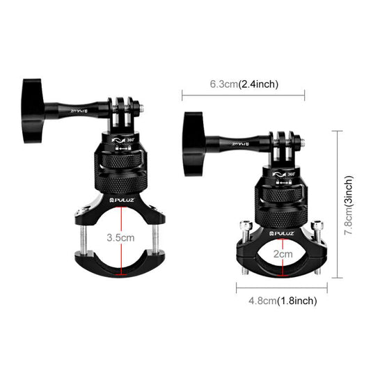 PULUZ Adaptador de manillar de aluminio con rotación de 360 ​​grados para motocicleta con tornillo para GoPro, Insta360, DJI y otras cámaras de acción, adaptador de manillar Mount 3 - ORIWHIZ Soporte para manillar de bicicleta Accesorios DJI e Insta360 PULUZ