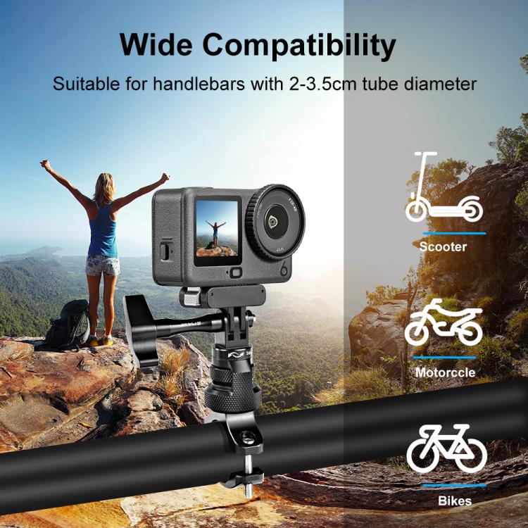 PULUZ 360 Degree Rotation MotorBike Aluminum Mount Handlebar Adapter with Screw for GoPro, Insta360, DJI and Other Action Cameras, Handlebar Adapter Mount 3 - ORIWHIZBicycle Handlebar MountDJI & Insta360 AccessoriesPULUZ