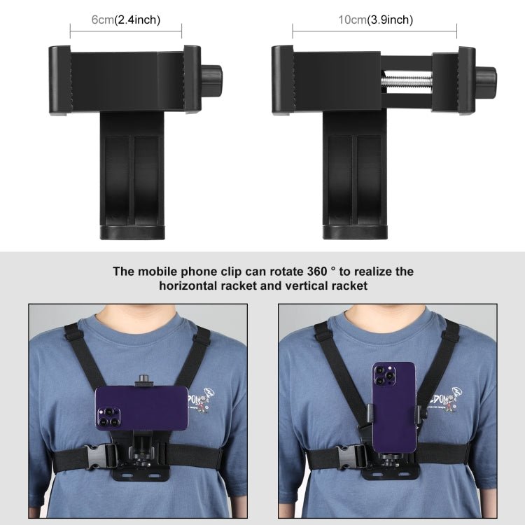 PULUZ 5 in 1 Adjustable Body Mount Belt Chest Strap with Phone Clamp & J Hook Mount & Long Screw Kit - ORIWHIZChest BeltDJI & Insta360 AccessoriesPULUZ