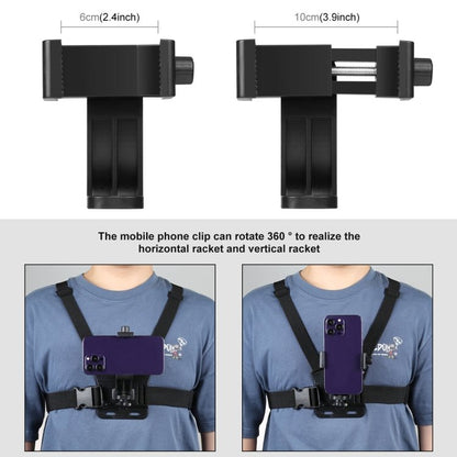 PULUZ 5 in 1 Adjustable Body Mount Belt Chest Strap with Phone Clamp & J Hook Mount & Long Screw Kit - ORIWHIZChest BeltDJI & Insta360 AccessoriesPULUZ
