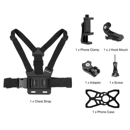 PULUZ 5 in 1 Adjustable Body Mount Belt Chest Strap with Phone Clamp & J Hook Mount & Long Screw Kit - ORIWHIZChest BeltDJI & Insta360 AccessoriesPULUZ