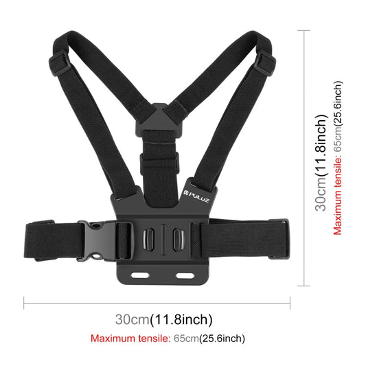 PULUZ 5 en 1 Cinturón de pecho ajustable con soporte para teléfono, gancho en J y kit de tornillos largos - ORIWHIZ Cinturón de pecho Accesorios DJI e Insta360 PULUZ