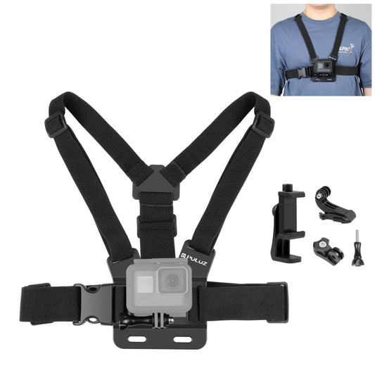 PULUZ 5 en 1 Cinturón de pecho ajustable con soporte para teléfono, gancho en J y kit de tornillos largos - ORIWHIZ Cinturón de pecho Accesorios DJI e Insta360 PULUZ