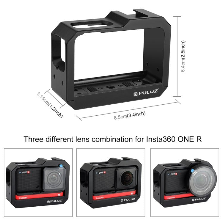 PULUZ Aluminum alloy Frame Mount Protective Case Cage with Cold Shoe Base Slot & Tripod Base Adapter for Insta360 One R, For Insta 360 One R Frame Cage(B), For Insta 360 One R Frame Cage(R) - ORIWHIZDJI & Insta360 AccessoriesOther Insta360 AccessoriesPULUZ