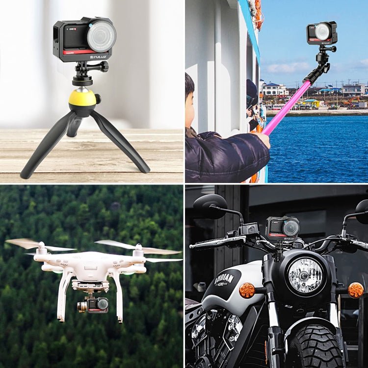 PULUZ Aluminum alloy Frame Mount Protective Case Cage with Cold Shoe Base Slot & Tripod Base Adapter for Insta360 One R, For Insta 360 One R Frame Cage(B), For Insta 360 One R Frame Cage(R) - ORIWHIZDJI & Insta360 AccessoriesOther Insta360 AccessoriesPULUZ